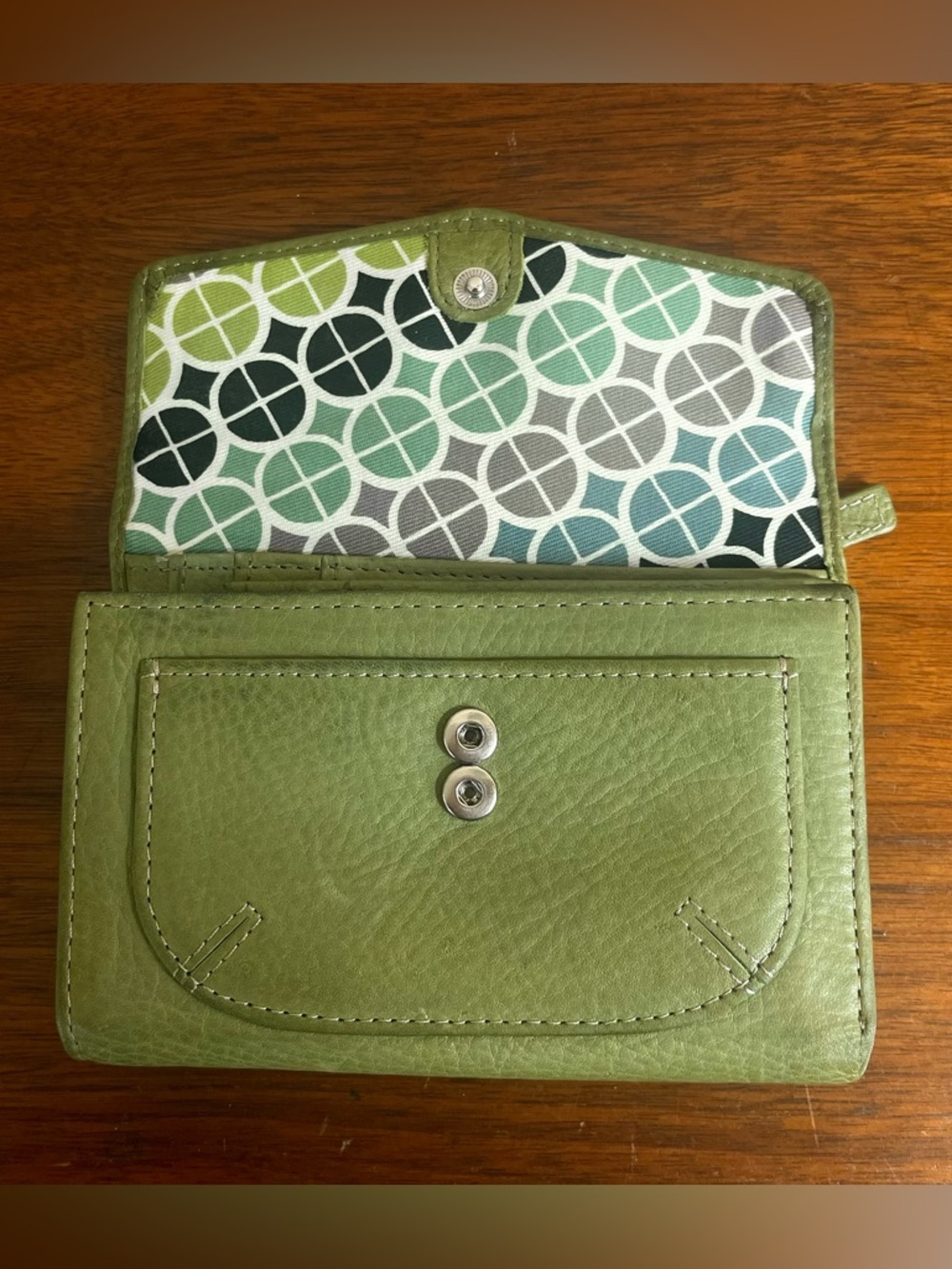 Fossil Light Green Genuine Leather Envelope Wallet - Picture 3 of 7